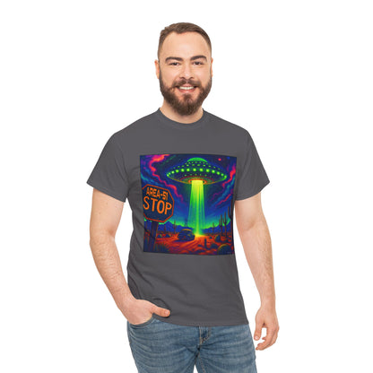 Area 51 Stop UFO Abduction T-Shirt — Neon Alien Invasion Tee