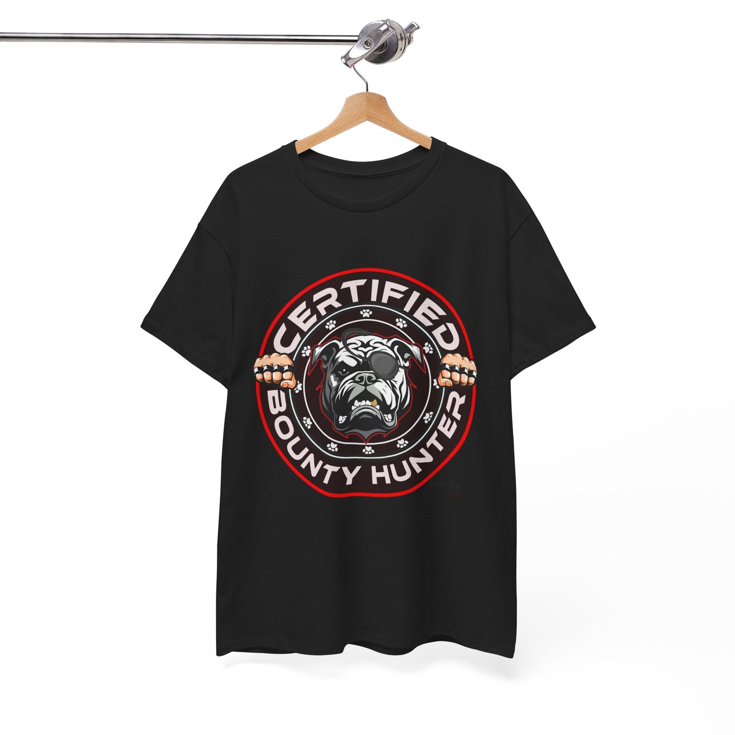 Certified Bounty Hunter, Unisex Heavy Cotton Tee, comedy, bulldog, print design, png, GraphicTees