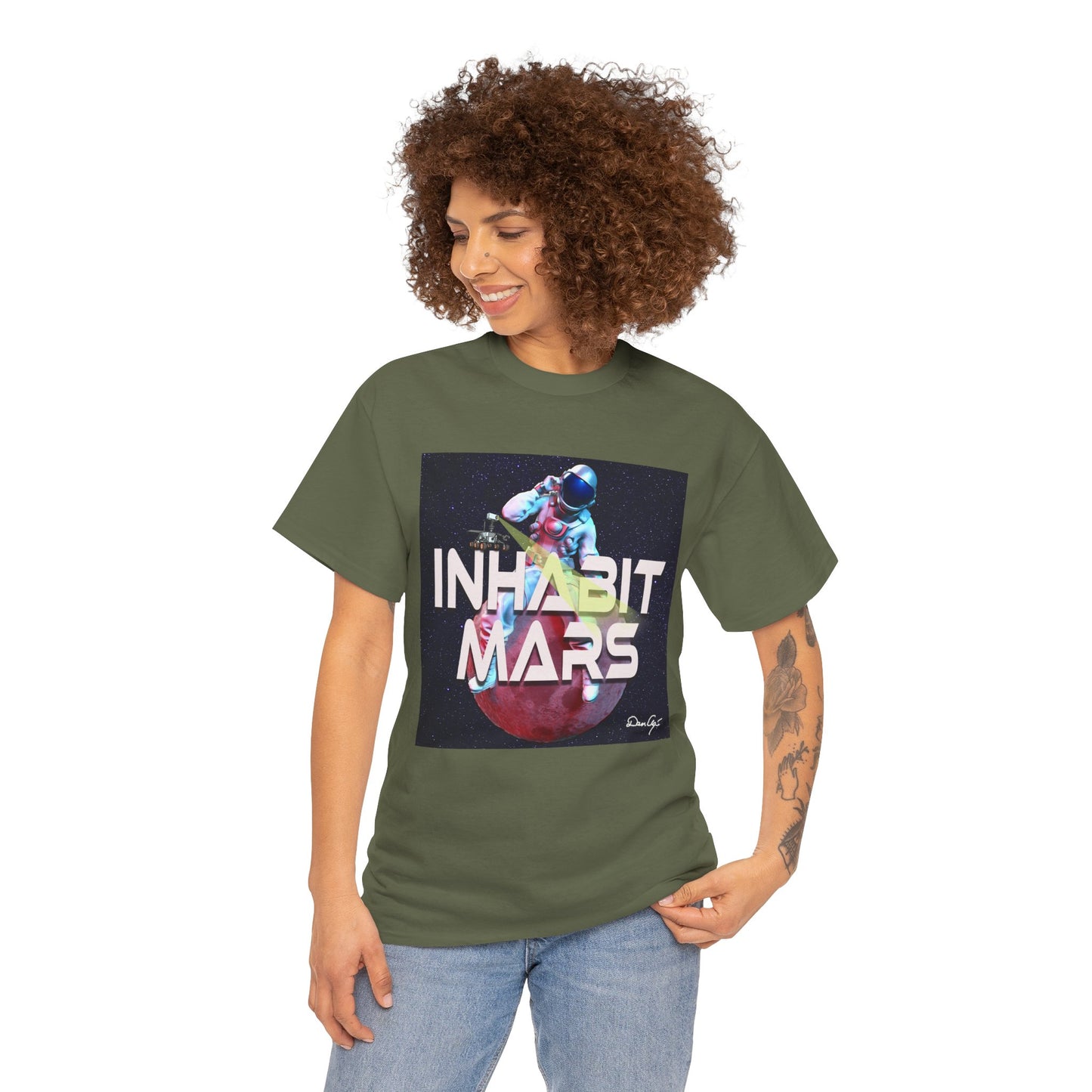 Inhabit Mars, Unisex Heavy Cotton Tee, Space, SpaceX, Universe, UFO, multiverse, graphic design, png, graphic design, t-shirts, tee
