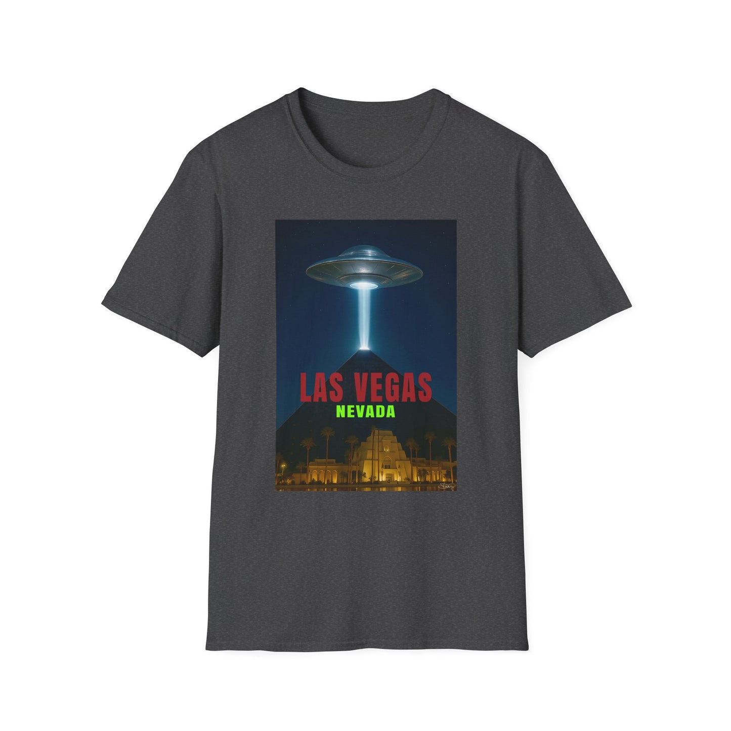 Luxor UFO, Las Vegas UFO Unisex Softstyle T-Shirt - Retro Nevada Design, graphic design, t-shirts, tshirts, tees, GraphicTees, png