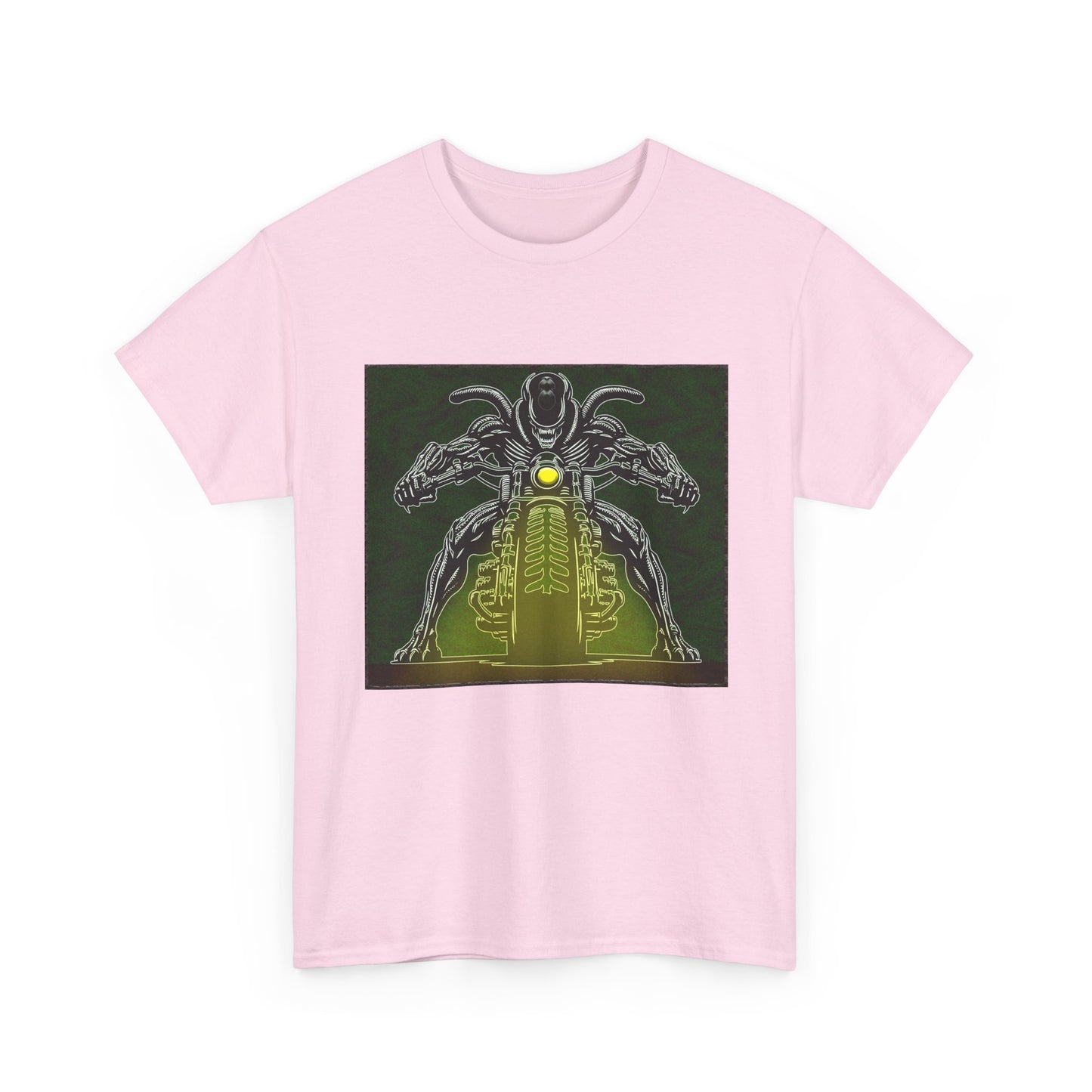 Alien Biker Neon Sci‑Fi Motorcycle T-Shirt